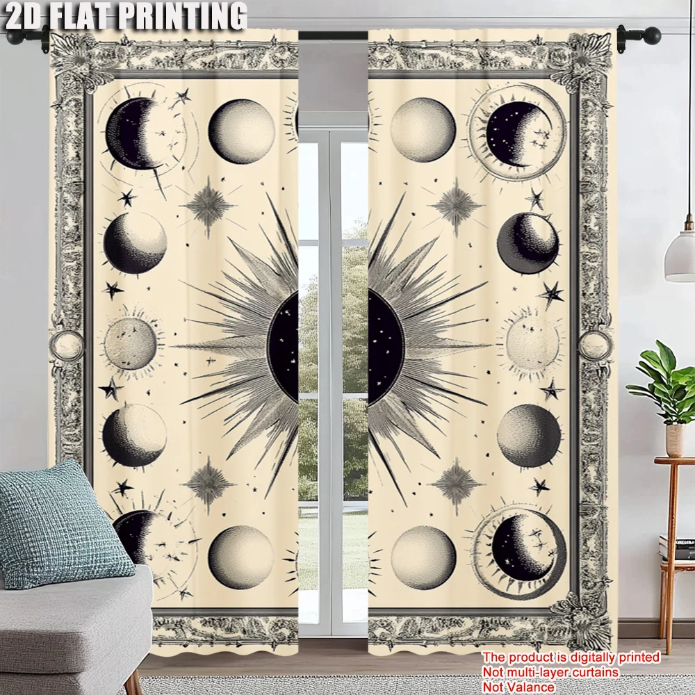 2Pcs Bohemian Moon Sun Window Curtain Vintage Star Design Polyester Material Rod Pocket Drapes For Bedroom Living Room
2Pcs Bohemian Moon Sun Window Curtain Vintage Star Design Polyester Material Rod Pocket Drapes For Bedroom Living Room