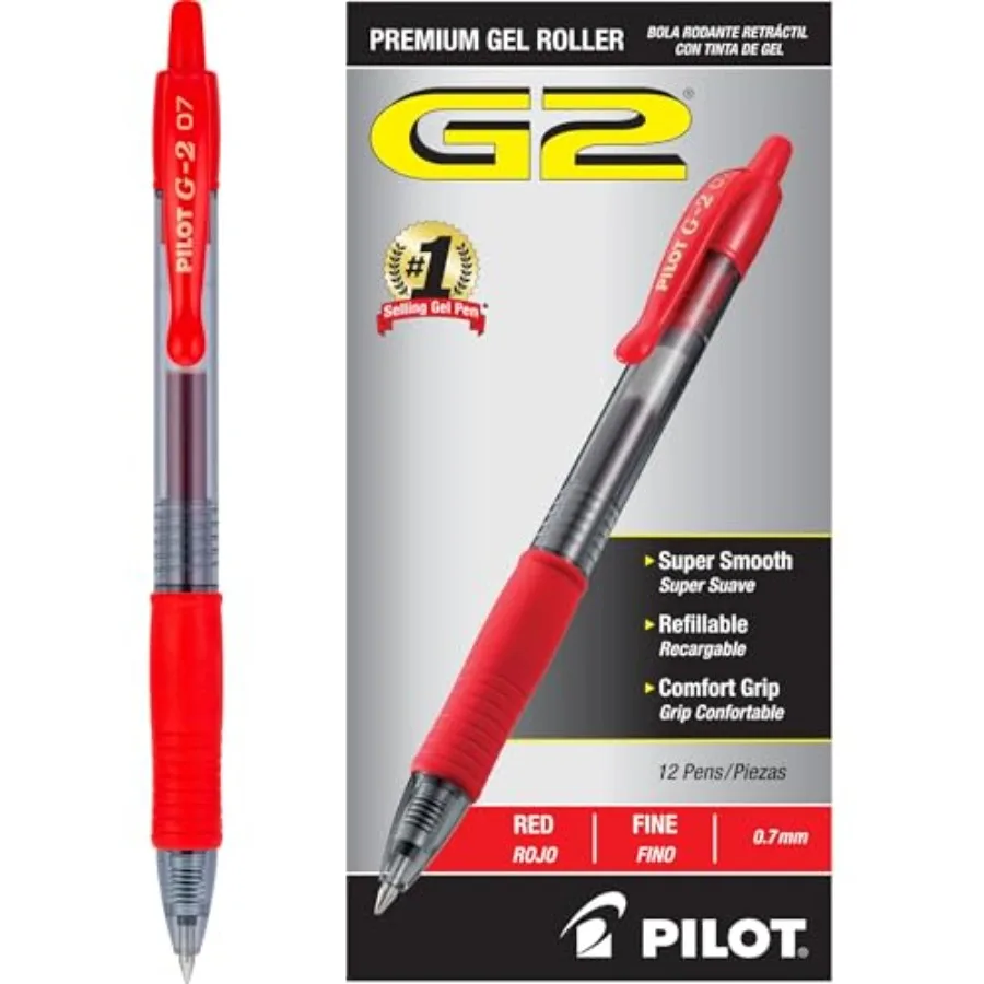 G2 Premium Gel Roller Pens, Fine Point 0.7 mm, Red Pens, Pack of 12 - Ideal for School, Journaling and Office Writing
G2 Premium Gel Roller Pens, Fine Point 0.7 mm, Red Pens, Pack of 12 - Ideal for School, Journaling and Office Writing
