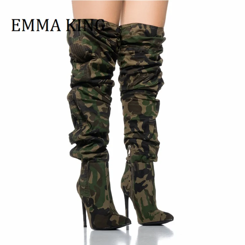 Women Pleated Camo Boots Female Pointed Toe Stiletto Heel Over The Knee High Boot Unisex Ankle Zipper Dress Shoes Botas Mujer 44
Women Pleated Camo Boots Female Pointed Toe Stiletto Heel Over The Knee High Boot Unisex Ankle Zipper Dress Shoes Botas Mujer 44