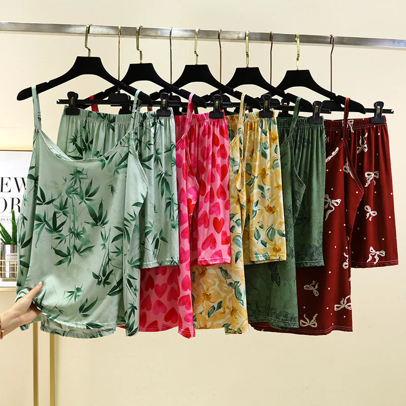 2025 Print Spaghetti Strap Camis and shorts Poplin homewear 2pcs sets summer thin sleeveless tops and short pants Loose sleepin
2025 Print Spaghetti Strap Camis and shorts Poplin homewear 2pcs sets summer thin sleeveless tops and short pants Loose sleepin