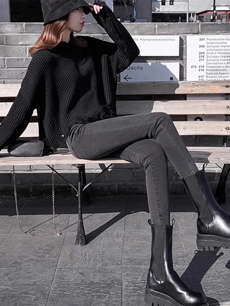 High Waist Fleece Lined Slim Fit Jeans Women's Spring Autumn New Style Small Size Elastic Thin Tight Pencil Pants Casual Cott...
High Waist Fleece Lined Slim Fit Jeans Women's Spring Autumn New Style Small Size Elastic Thin Tight Pencil Pants Casual Cott...