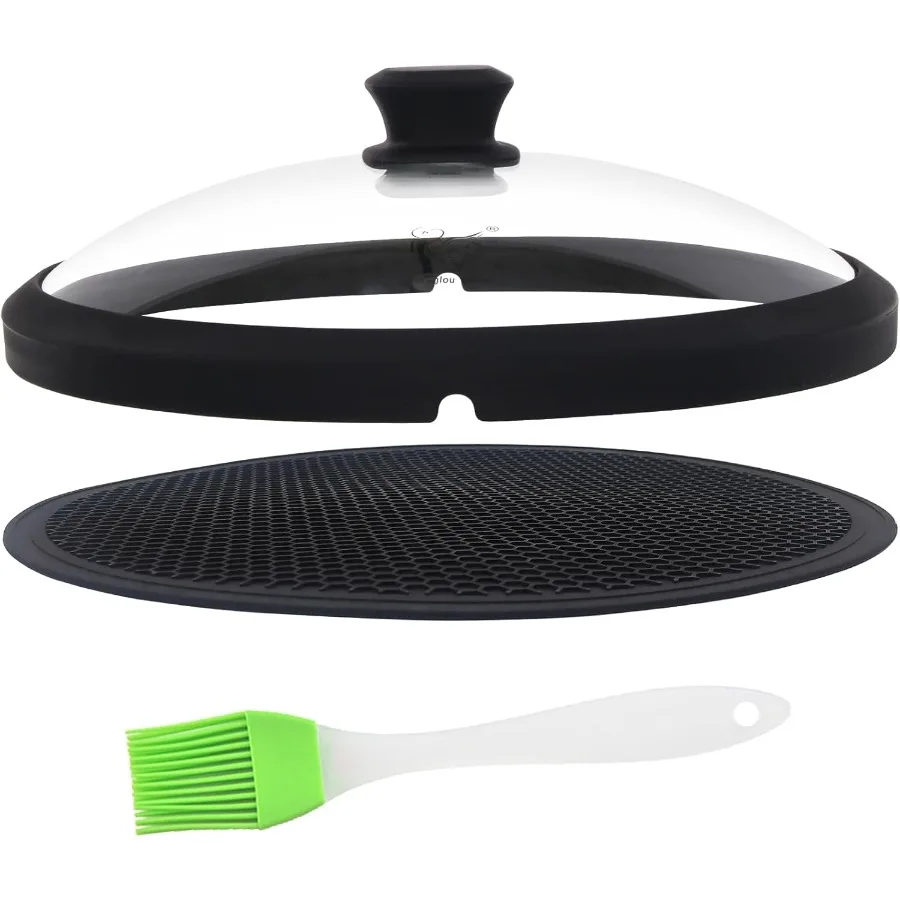 10.5 Inch Glass Microwave Cover with Meteorite Shape Handle for Food Protection During Heating Vented Edge Design Prevents Spla
10.5 Inch Glass Microwave Cover with Meteorite Shape Handle for Food Protection During Heating Vented Edge Design Prevents Spla