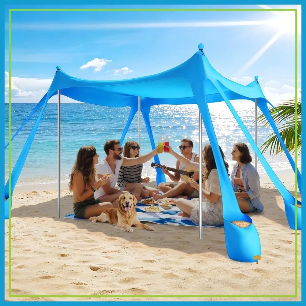 UPF 50+ Beach Tent Sun Shelter, 10x10 FT Pop Up Canopy with 8 Sandbags for Camping, Fishing, Picnics (Sky Blue)
UPF 50+ Beach Tent Sun Shelter, 10x10 FT Pop Up Canopy with 8 Sandbags for Camping, Fishing, Picnics (Sky Blue)