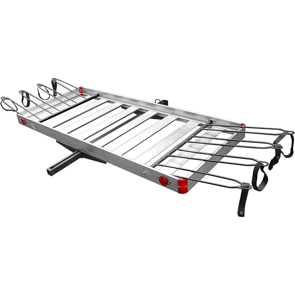 2 in 1 Heavy-Duty Adjustable Hitch Cargo Carrier with Large and Bike Rack, Silver
2 in 1 Heavy-Duty Adjustable Hitch Cargo Carrier with Large and Bike Rack, Silver