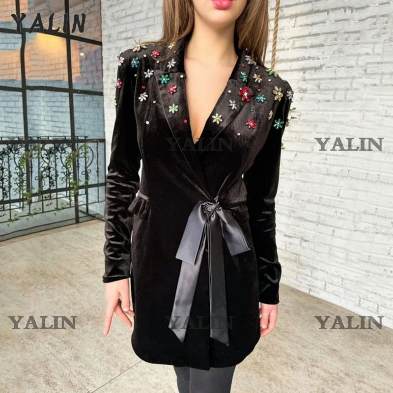 YALIN Fashion Blossom Blazer Cocktail Party Dresses Mini Embroidered Colorful Crystal Prom Dress Short Black Velvet Women
YALIN Fashion Blossom Blazer Cocktail Party Dresses Mini Embroidered Colorful Crystal Prom Dress Short Black Velvet Women
