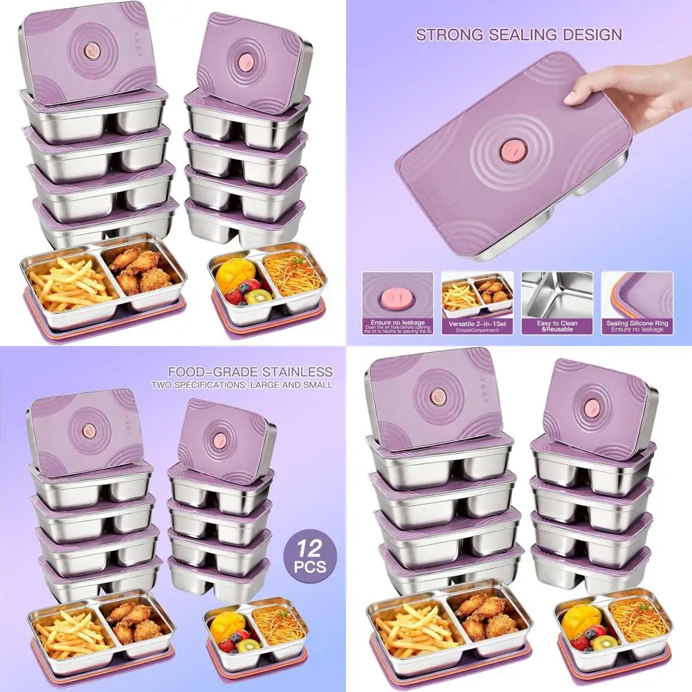 Многоразовые контейнеры для закусок из нержавеющей стали, 12 предметов с герметичными крышками, идеально подходят для путешествий, кемпинга и школьных обедов, посуды
Многоразовые контейнеры для закусок из нержавеющей стали, 12 предметов с герметичными крышками, идеально подходят для путешествий, кемпинга и школьных обедов, посуды