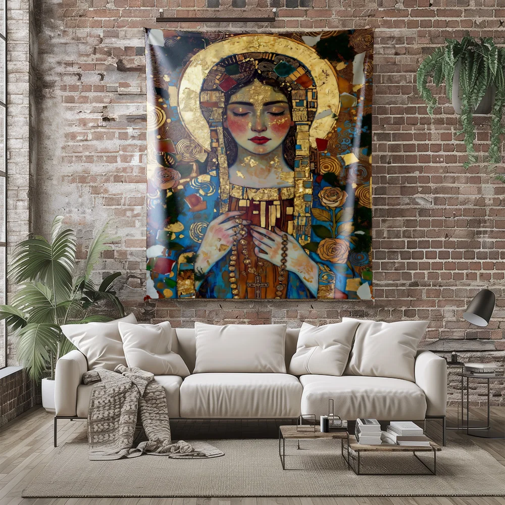 Virgin Mary Gold Leaf Mosaic Tapestry Art Wall Hanging Machine Washable All Season Home Living Room Bedroom Decor Quick Setup
Virgin Mary Gold Leaf Mosaic Tapestry Art Wall Hanging Machine Washable All Season Home Living Room Bedroom Decor Quick Setup