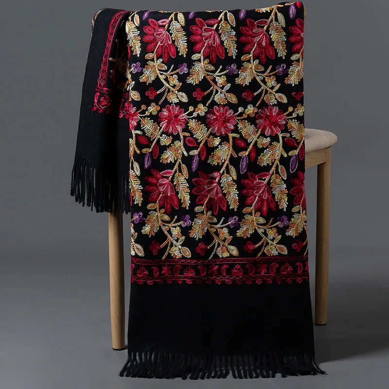 Luxury Women Floral Embroidery Cashmere Scarf Winter Warm Shawl Soft Thick Pashmina Foulard Female Tassel Blanket Scarves Wraps
Luxury Women Floral Embroidery Cashmere Scarf Winter Warm Shawl Soft Thick Pashmina Foulard Female Tassel Blanket Scarves Wraps
