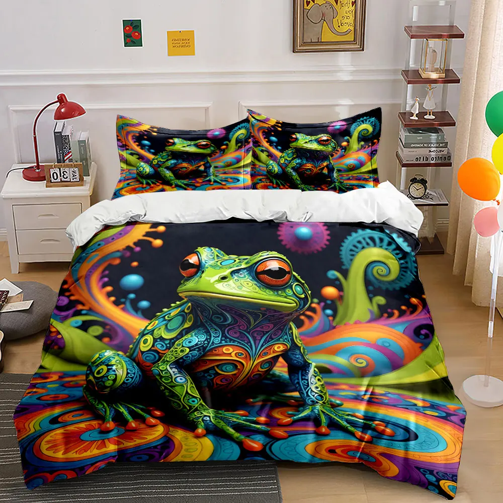 Painted frog with vibrant Pattern Duvet Cover Set Digital Print Colorful Polyester Bedding with Zipper Closur for kids gifts
Painted frog with vibrant Pattern Duvet Cover Set Digital Print Colorful Polyester Bedding with Zipper Closur for kids gifts