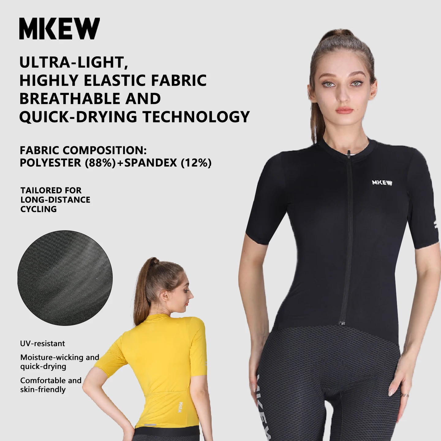 Летняя женская велосипедная майка MKEW, влагоотводящая, дышащая, высокоэластичная, быстросохнущая, для езды на шоссейном велосипеде.
Летняя женская велосипедная майка MKEW, влагоотводящая, дышащая, высокоэластичная, быстросохнущая, для езды на шоссейном велосипеде.