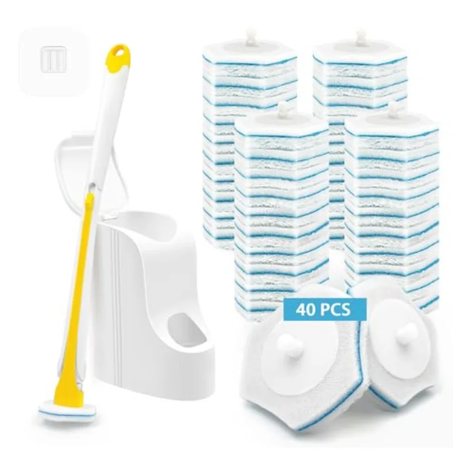 Disposable Toilet Brush with 40PCS Wand Cleaner Refills, Wall Mounted Toilet Bowl Brush Holder Set, Bathroom Cleaning System fo
Disposable Toilet Brush with 40PCS Wand Cleaner Refills, Wall Mounted Toilet Bowl Brush Holder Set, Bathroom Cleaning System fo