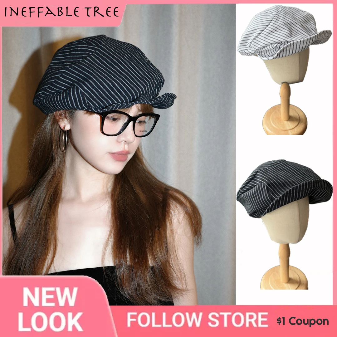 Japanese Retro Black Striped Cloud Beret Hats for Women Big Head Soft Brim Literary Sunshade Octagonal Newsboy Cap Gorras Hombre
Japanese Retro Black Striped Cloud Beret Hats for Women Big Head Soft Brim Literary Sunshade Octagonal Newsboy Cap Gorras Hombre