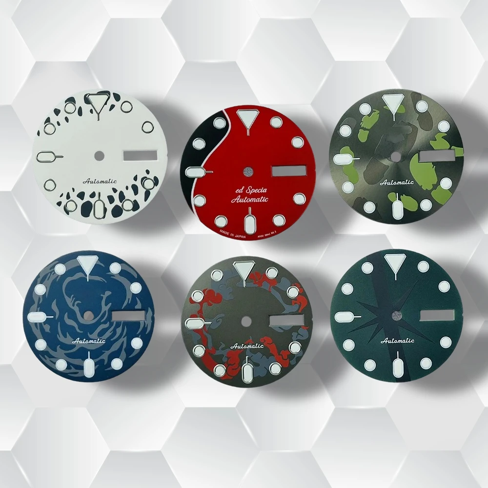 28.5mm S Logo SKX007 Dial Suitable for NH36/4R36 Movement C3 Green Luminous Camouflage Diving DialWatch Modification Accessories
28.5mm S Logo SKX007 Dial Suitable for NH36/4R36 Movement C3 Green Luminous Camouflage Diving DialWatch Modification Accessories