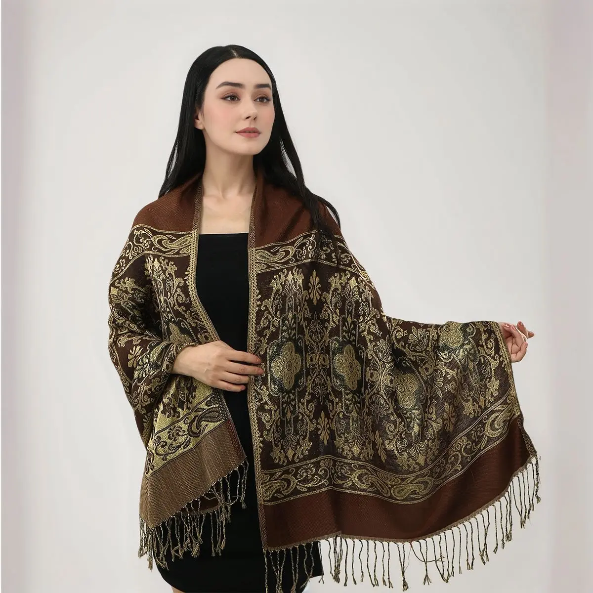 Мусульманская классика с принтом пейсли, женская мода, кешью, этнический жаккардовый шарф-хиджаб, длинная шаль с кисточками, более толстый тюрбан 170*70 см
Мусульманская классика с принтом пейсли, женская мода, кешью, этнический жаккардовый шарф-хиджаб, длинная шаль с кисточками, более толстый тюрбан 170*70 см