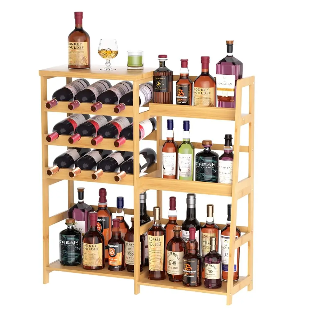 Versatile Liquor Stand For Home Bar, Wine Ra Freestanding Floor, Mini Bar Table With Bamboo Trapezoidal Liquor Bottle Display
Versatile Liquor Stand For Home Bar, Wine Ra Freestanding Floor, Mini Bar Table With Bamboo Trapezoidal Liquor Bottle Display