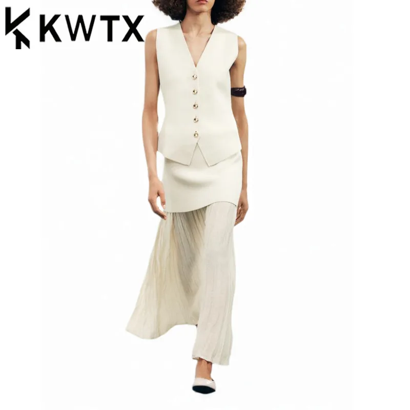 KWTX 2025 Spring Summer Women's Knit Vest & Patchwork Skirt Set Casual Chic Two Piece Outfit Lightweight Streetwear Trendy
KWTX 2025 Spring Summer Women's Knit Vest & Patchwork Skirt Set Casual Chic Two Piece Outfit Lightweight Streetwear Trendy