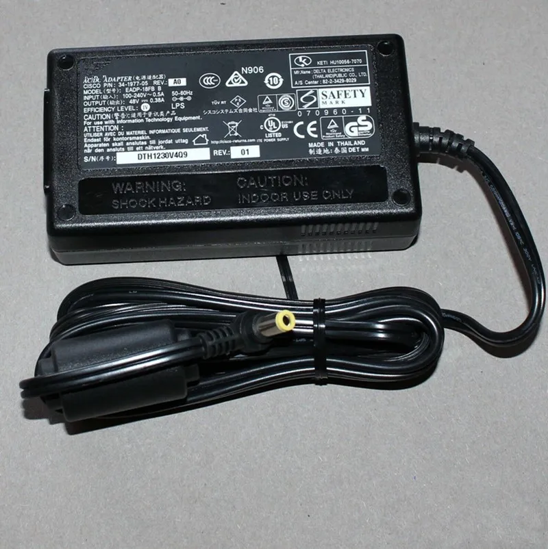Original 48V 0.38A EADP-18FB B 34-1977-04 AC/DC Adapter Charger for Cisco AIR-PWR-B AP1142N AP1042N 1252AG 1262N Power Supply
Original 48V 0.38A EADP-18FB B 34-1977-04 AC/DC Adapter Charger for Cisco AIR-PWR-B AP1142N AP1042N 1252AG 1262N Power Supply