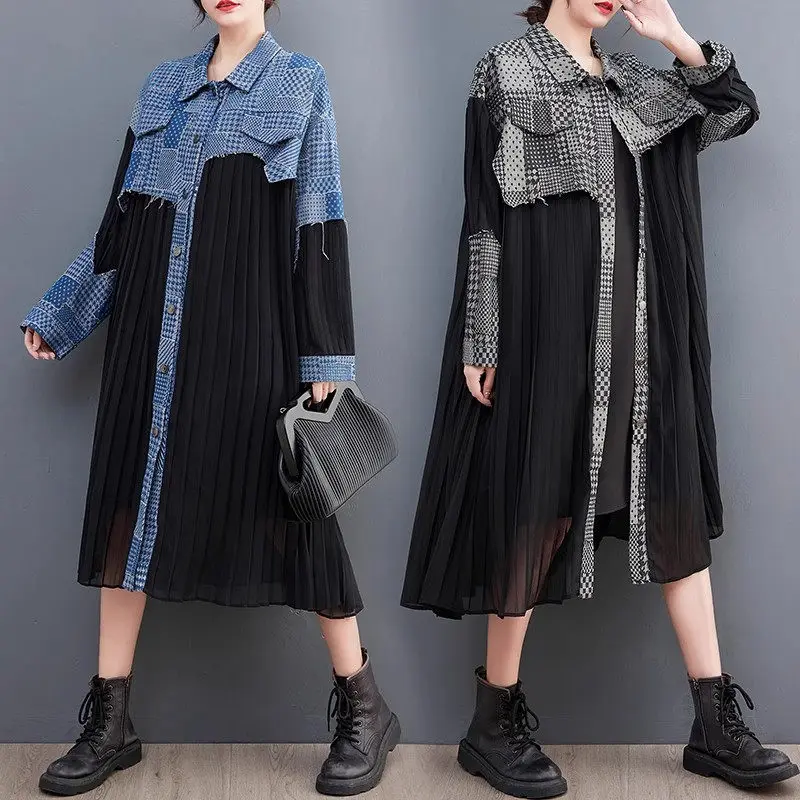 2025 Spring Autumn Korean Style Denim Splicing Slimming Shirt Dress - Luxury Office Casual Versatile Women's Clothing G604
2025 Spring Autumn Korean Style Denim Splicing Slimming Shirt Dress - Luxury Office Casual Versatile Women's Clothing G604