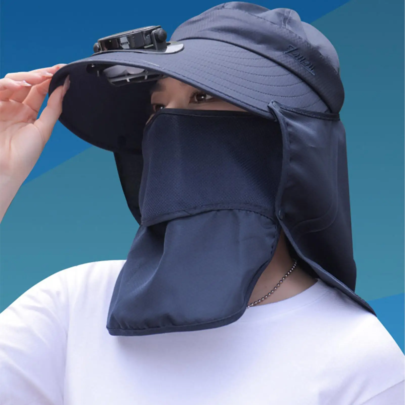 Fan Hat Breathable Headgear Wide Brim Removable Neck Flap Face Cover Fishing Hat Gardening Hiking Fishing Outdoor Beach Vacation
Fan Hat Breathable Headgear Wide Brim Removable Neck Flap Face Cover Fishing Hat Gardening Hiking Fishing Outdoor Beach Vacation