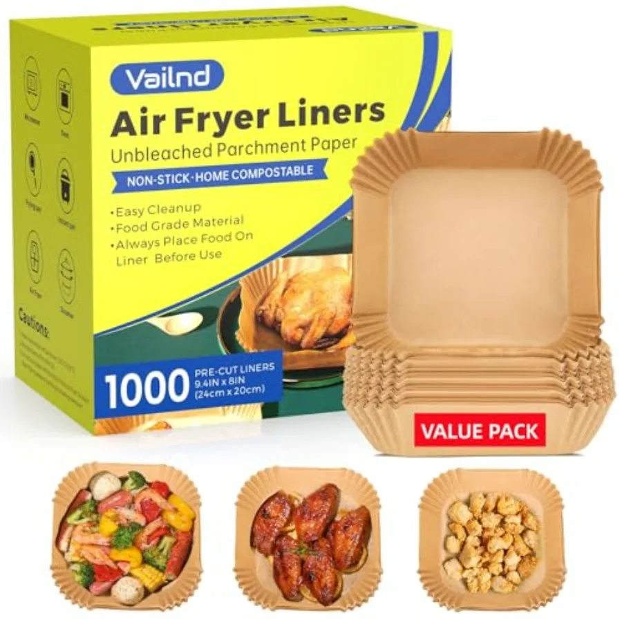 1000 Pcs 8 Square Air Fryer Paper Liners Disposable Heavy-Duty Parchment Paper Non-Stick Grease-Proof for 5-8 qt Air Fryer Bask
1000 Pcs 8 Square Air Fryer Paper Liners Disposable Heavy-Duty Parchment Paper Non-Stick Grease-Proof for 5-8 qt Air Fryer Bask