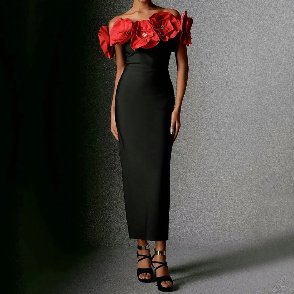 Column Cocktail Dress Black Red Flowers Off the Shoulder Tea Length Women's Cocktail Gowns Midi Sleeveless Sheath Party Dresses
Column Cocktail Dress Black Red Flowers Off the Shoulder Tea Length Women's Cocktail Gowns Midi Sleeveless Sheath Party Dresses