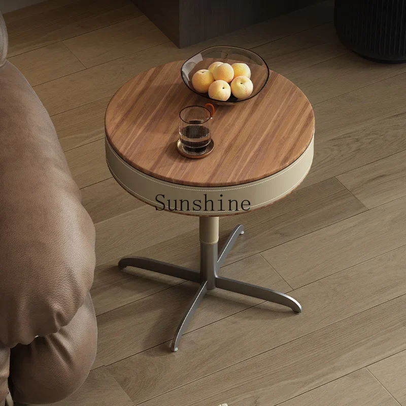 Italian minimalist living room light luxury saddle leather simple modern round small coffee table
Italian minimalist living room light luxury saddle leather simple modern round small coffee table