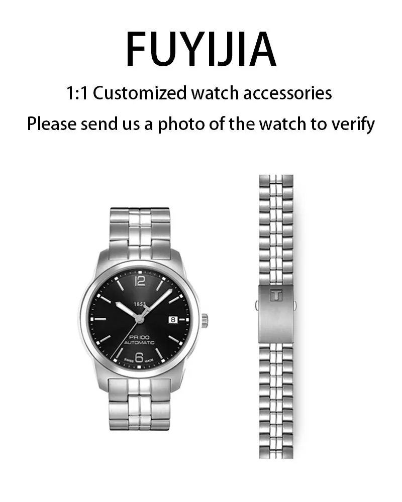 FUYIJIA Custom T-iss-ot T049 Original Watchband 19MM 14MM 12MM Flat Interface 316L Stainless Steel Strap Folding Buckle Bracelet
FUYIJIA Custom T-iss-ot T049 Original Watchband 19MM 14MM 12MM Flat Interface 316L Stainless Steel Strap Folding Buckle Bracelet