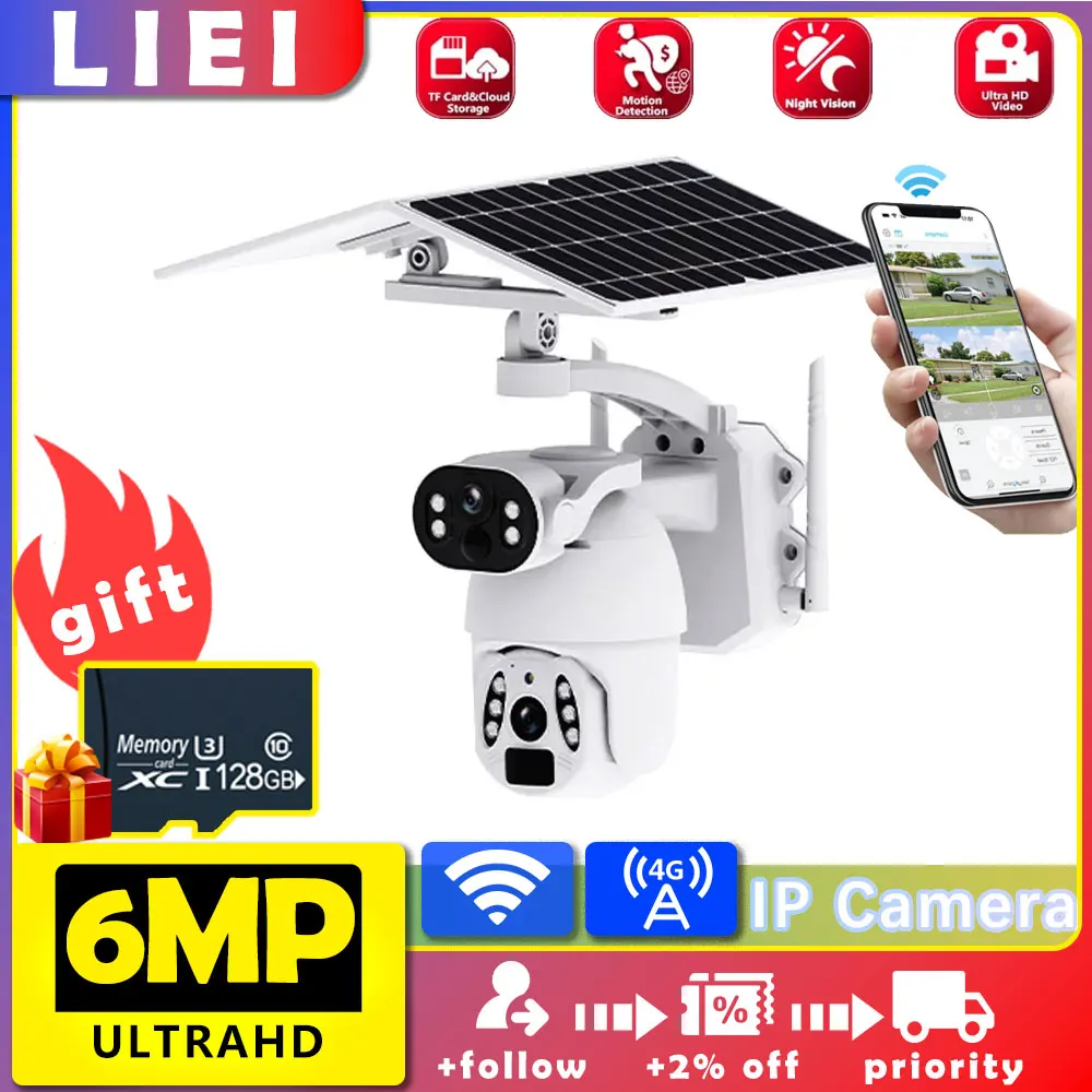 LIEI 4K Solar Camera 4G Card HD Lens Video Security Protection Smart Home Outdoor CCTV 6MP AI Auto Tracking Surveillance Camera
LIEI 4K Solar Camera 4G Card HD Lens Video Security Protection Smart Home Outdoor CCTV 6MP AI Auto Tracking Surveillance Camera