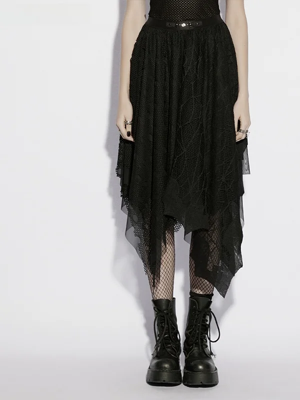 Gothic Asymmetric Hem A-Line Skirt Women's Mesh Half-length Unique Design Sensation High Waist Polyester Fiber Summer 2026
Gothic Asymmetric Hem A-Line Skirt Women's Mesh Half-length Unique Design Sensation High Waist Polyester Fiber Summer 2026
