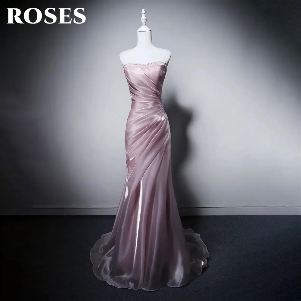 ROSES Dusty Pink Prom Dress Strapless Beaded Ruched Evening Dress Mermaid Party Dress Lace Up Back Robe De Soirée Customized
ROSES Dusty Pink Prom Dress Strapless Beaded Ruched Evening Dress Mermaid Party Dress Lace Up Back Robe De Soirée Customized
