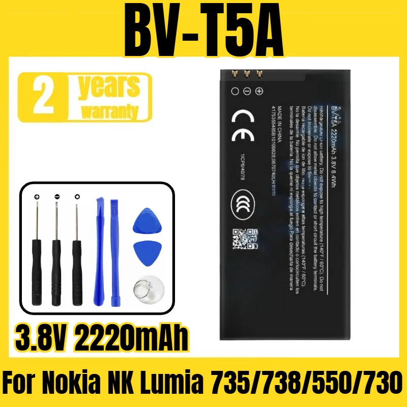 Suitable for Nokia NK Lumia 735/738/550/730 battery BV-T5A mobile phone battery, new large capacity, free tool 3.8V 2220mAh
Suitable for Nokia NK Lumia 735/738/550/730 battery BV-T5A mobile phone battery, new large capacity, free tool 3.8V 2220mAh