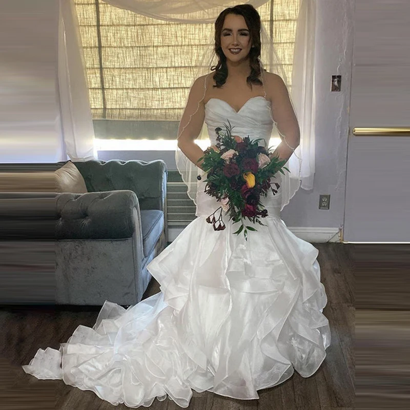 Trumpet/Mermaid Satin Ruffles Wedding Dress 2023 Sweetheart Sleeveless Sweep/Brush Train Bridal Party Gown Vestidos De Casamento
Trumpet/Mermaid Satin Ruffles Wedding Dress 2023 Sweetheart Sleeveless Sweep/Brush Train Bridal Party Gown Vestidos De Casamento