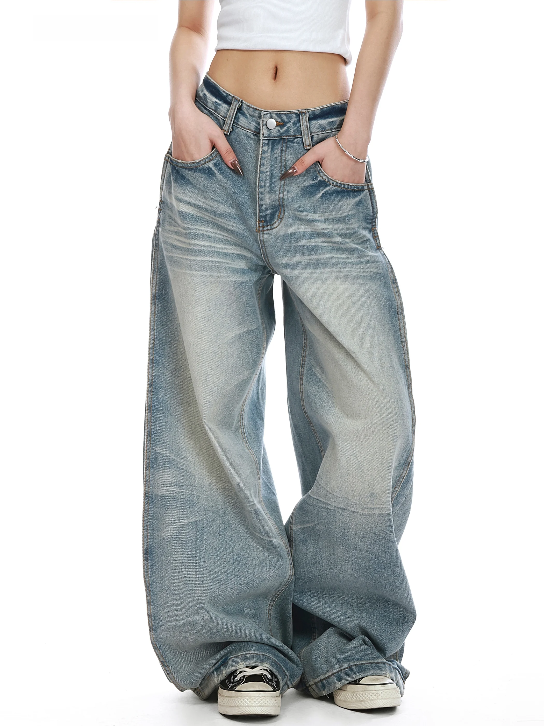 Винтажные широкие джинсы Waed в американском стиле, весенние универсальные длинные брюки унисекс, модные повседневные синие джинсы из денима
Винтажные широкие джинсы Waed в американском стиле, весенние универсальные длинные брюки унисекс, модные повседневные синие джинсы из денима