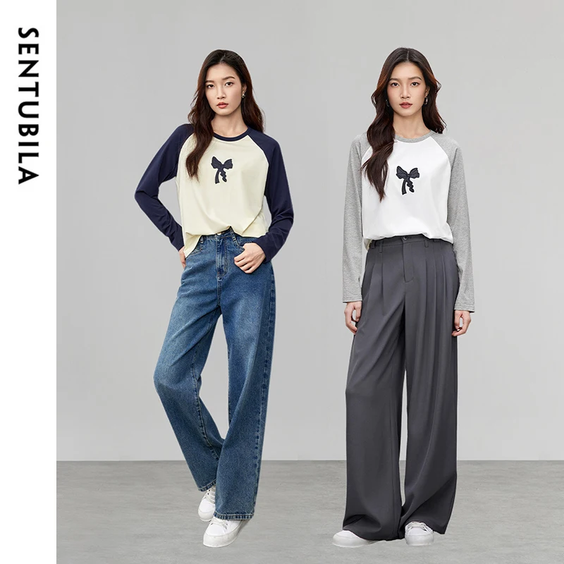 SENTUBILA Cotton Embroidery T-shirts Women's 2025 Spring Casual Loose Fit Spliced Crewneck Long Sleeve Tops & Tees 151T58759
SENTUBILA Cotton Embroidery T-shirts Women's 2025 Spring Casual Loose Fit Spliced Crewneck Long Sleeve Tops & Tees 151T58759