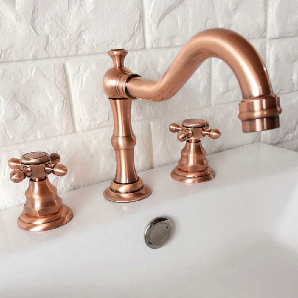 Antique Red Copper Bathroom Basin Mixer Tap Sink Faucet Double Handles 3 Hole Widespread Faucets Tap trg041
Antique Red Copper Bathroom Basin Mixer Tap Sink Faucet Double Handles 3 Hole Widespread Faucets Tap trg041