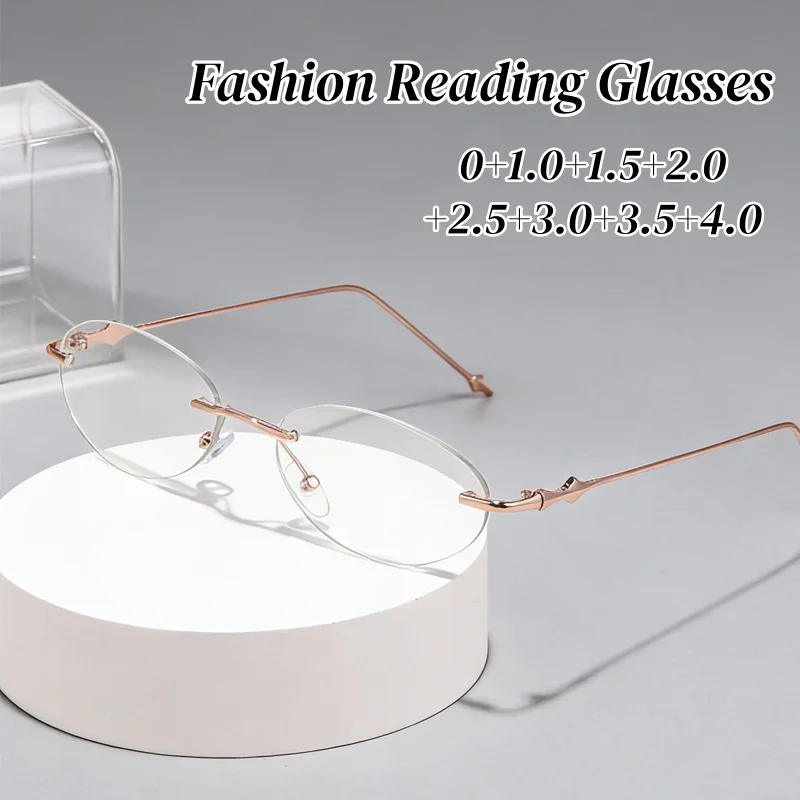 New Rimless Reading Glasses for Women Men Blue Light Blocking Eyeglasses Frames Trendy Stylish Far Sight Eyewear Plus Diopters
New Rimless Reading Glasses for Women Men Blue Light Blocking Eyeglasses Frames Trendy Stylish Far Sight Eyewear Plus Diopters