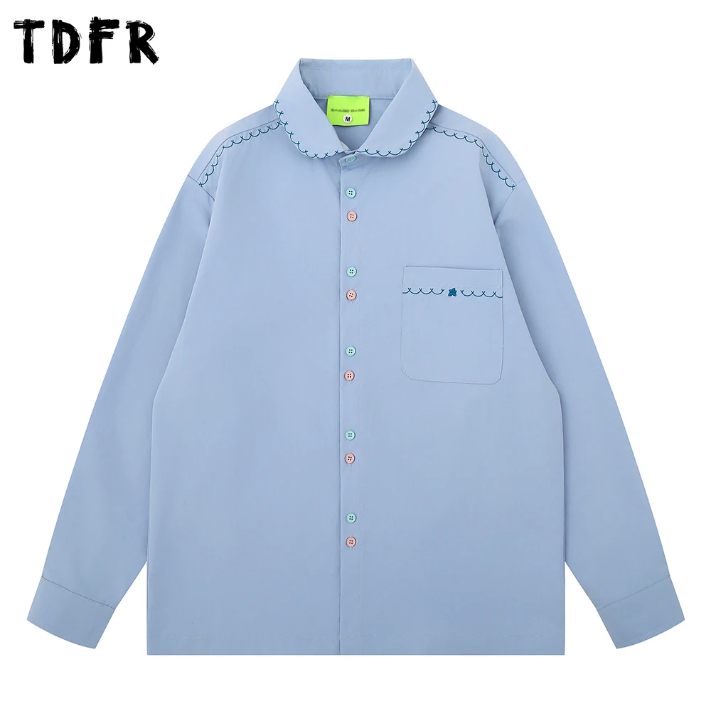 Button Decoration Long Sleeve Casual Shirts Mens Autumn Pocket Embroidery Loose Lapel Single Breasted Shirts Man
Button Decoration Long Sleeve Casual Shirts Mens Autumn Pocket Embroidery Loose Lapel Single Breasted Shirts Man