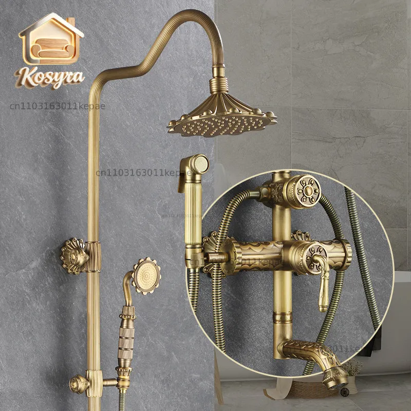 Antique shower shower set, retro mid-ancient style hot and cold pressurized bath faucet, refined copper European-style household
Antique shower shower set, retro mid-ancient style hot and cold pressurized bath faucet, refined copper European-style household