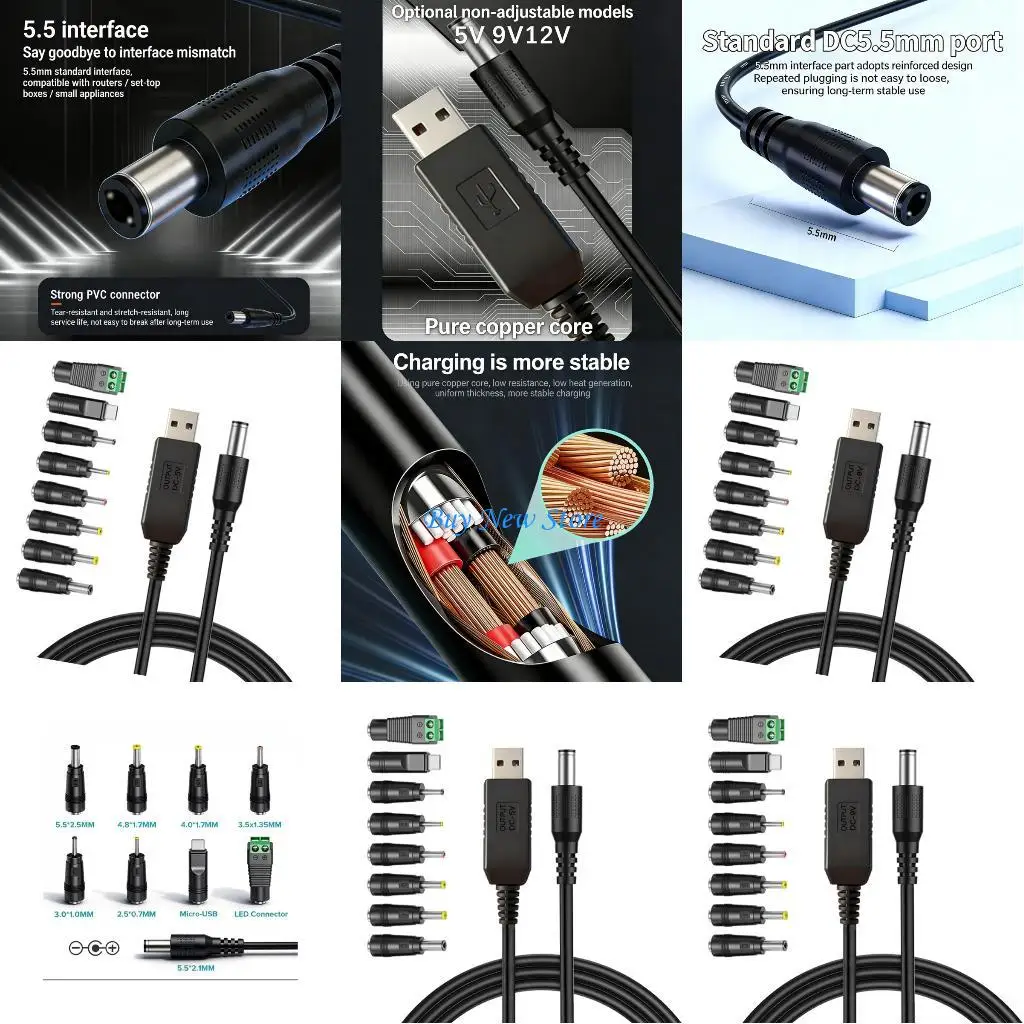 20CE Portable USB to DC5.5mm 5V/9V/12V Charging Cable With Digital Display Voltages And 8 Connectors For Electronics
20CE Portable USB to DC5.5mm 5V/9V/12V Charging Cable With Digital Display Voltages And 8 Connectors For Electronics