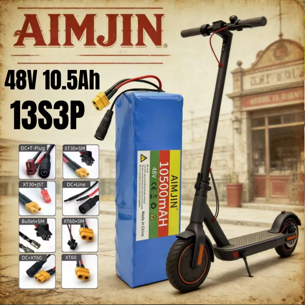 48V 10.5Ah 1000W 13s3p 48V 18650 Li-Ion Battery Pack for 54.6V Electric Scooter with BMS 54.6V Charger and Backup Battery
48V 10.5Ah 1000W 13s3p 48V 18650 Li-Ion Battery Pack for 54.6V Electric Scooter with BMS 54.6V Charger and Backup Battery