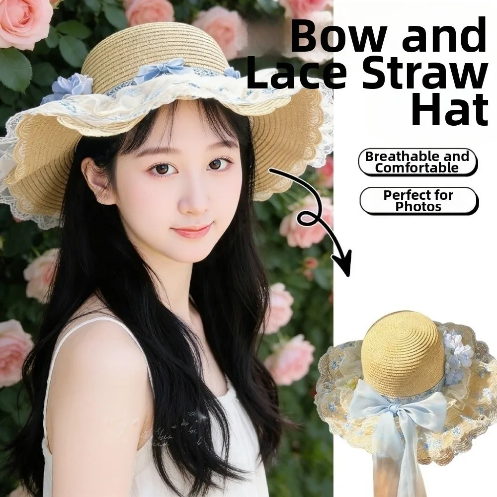 Floral Design Woman's Straw Hat Breathable INS Sun Protection Cap Elegant UV Protection Lace Brim Sunshade Cap
Floral Design Woman's Straw Hat Breathable INS Sun Protection Cap Elegant UV Protection Lace Brim Sunshade Cap