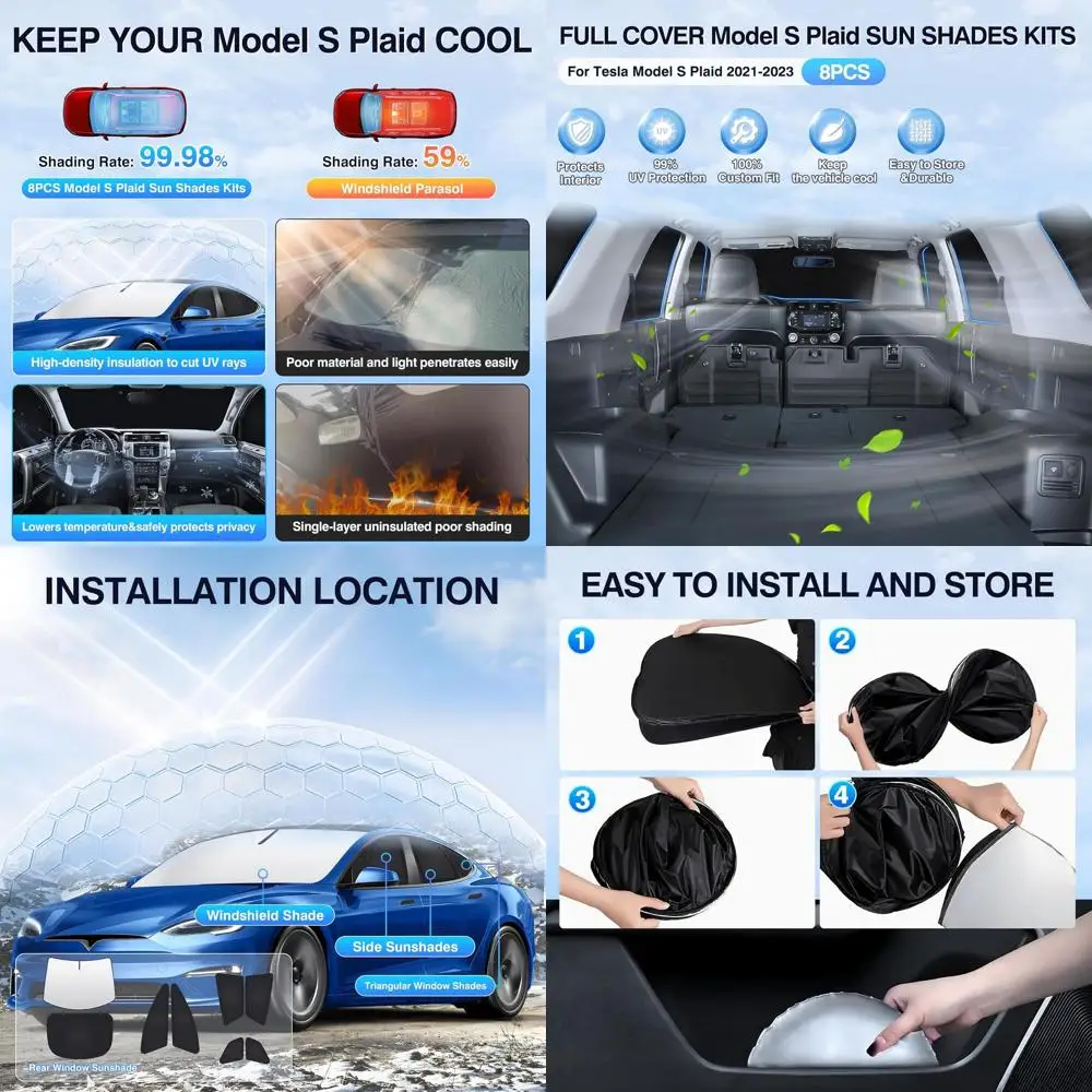 2021-2026 Tesla Model S Plaid Windshield & Side Window Sunshade Kit - Foldable UV/Heat Blocker
2021-2026 Tesla Model S Plaid Windshield & Side Window Sunshade Kit - Foldable UV/Heat Blocker