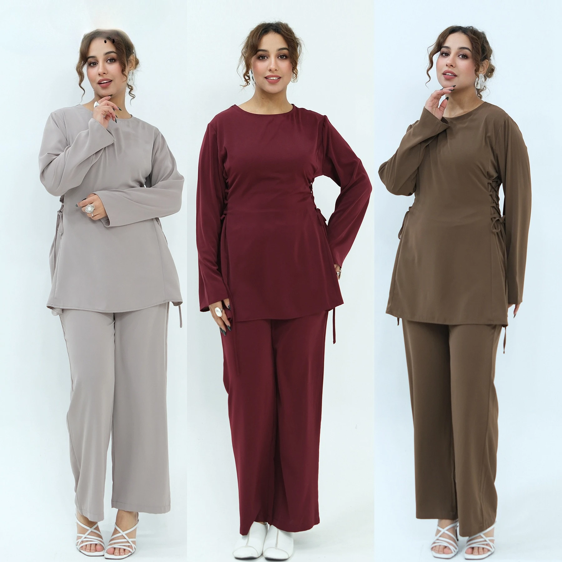 Eid Women Muslim 2 Piece Set Shirt Wide Leg Pant Drawstring Blouse Jalabiya Ramadan Dubai Musulman Ensembles Arab Long Robe
Eid Women Muslim 2 Piece Set Shirt Wide Leg Pant Drawstring Blouse Jalabiya Ramadan Dubai Musulman Ensembles Arab Long Robe