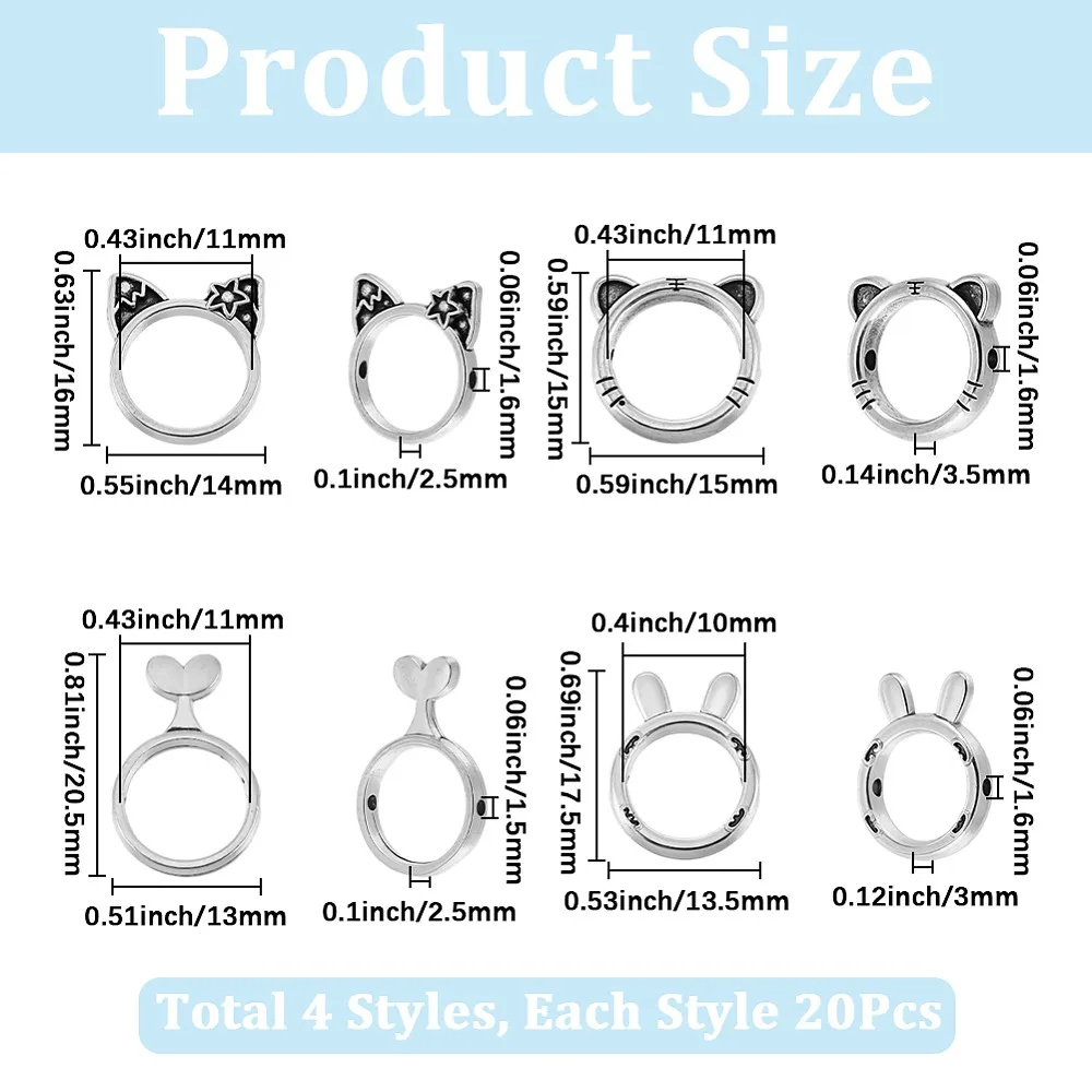 80Pcs 4 Styles Alloy Bead Frame Mixed Shapes Silver 15~20.5x13~15x2.5~3.5mm Hole: 1.5~1.6mm 20pcs/style
80Pcs 4 Styles Alloy Bead Frame Mixed Shapes Silver 15~20.5x13~15x2.5~3.5mm Hole: 1.5~1.6mm 20pcs/style