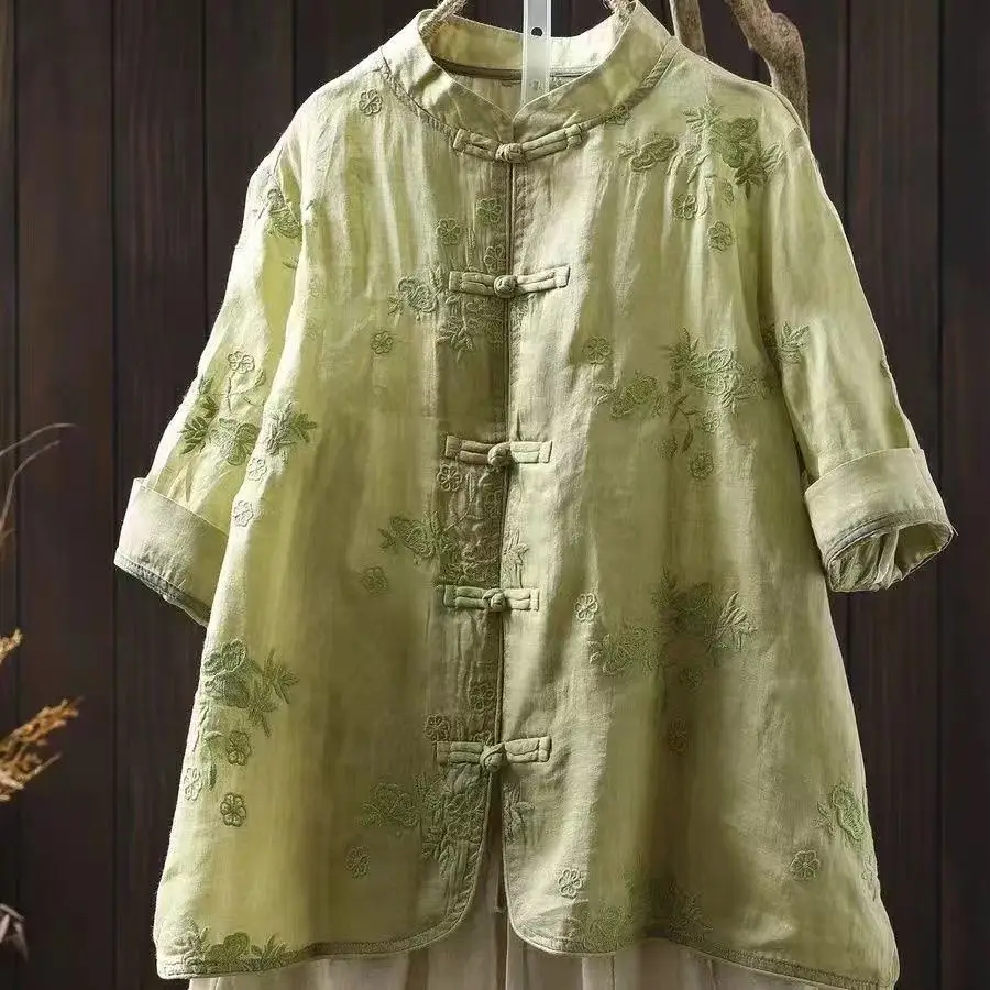 New Chinese Style Women's plus Size Shirt Embroidered Button up Cotton Linen Outerwear Summer 2026 Commute Artistic Design
New Chinese Style Women's plus Size Shirt Embroidered Button up Cotton Linen Outerwear Summer 2026 Commute Artistic Design