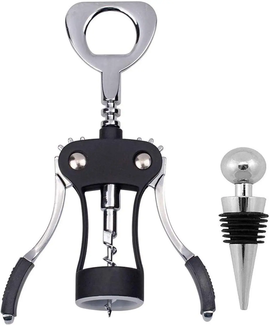 Wing Corkscrew, Multifunctional Wine Opener with Bottle Stopper for Home Kitchen Restaurant Party and Gift, Black
Wing Corkscrew, Multifunctional Wine Opener with Bottle Stopper for Home Kitchen Restaurant Party and Gift, Black