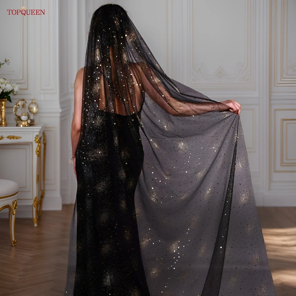 TOPQUEEN Fashion Bridal Black Soft Lace Veil Single Layer Cathedral Length Sequined Wedding Veil Customizable With Comb V220
TOPQUEEN Fashion Bridal Black Soft Lace Veil Single Layer Cathedral Length Sequined Wedding Veil Customizable With Comb V220