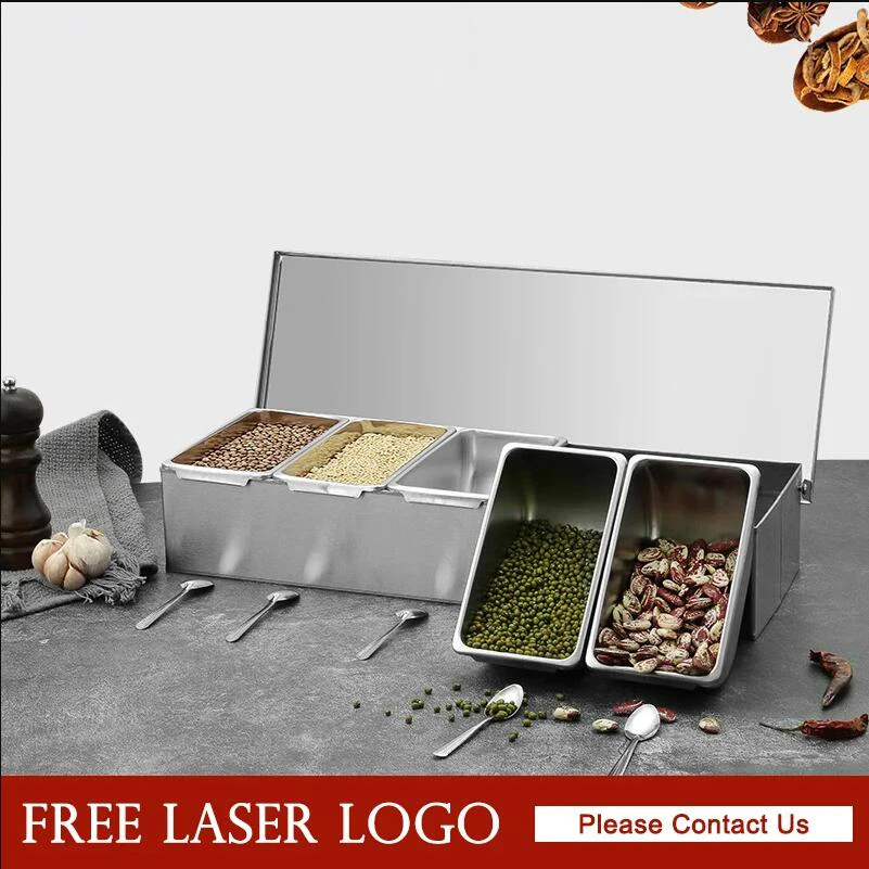 SHANGPEIXUAN Kitchen Container Stainless Steel 2/3/4/5/6 Section Ingredients Box Salt Sugar Cheese Sauce Box Seasoning Box
SHANGPEIXUAN Kitchen Container Stainless Steel 2/3/4/5/6 Section Ingredients Box Salt Sugar Cheese Sauce Box Seasoning Box