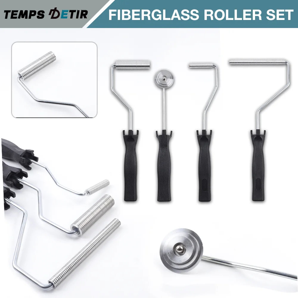 4PCS Fiberglass Roller Tool Kit, Aluminum Alloy Head, Fiberglass Bubble Paddle Tool, for FRP/GRP Resin Work, Boat/Bathtub Repair
4PCS Fiberglass Roller Tool Kit, Aluminum Alloy Head, Fiberglass Bubble Paddle Tool, for FRP/GRP Resin Work, Boat/Bathtub Repair