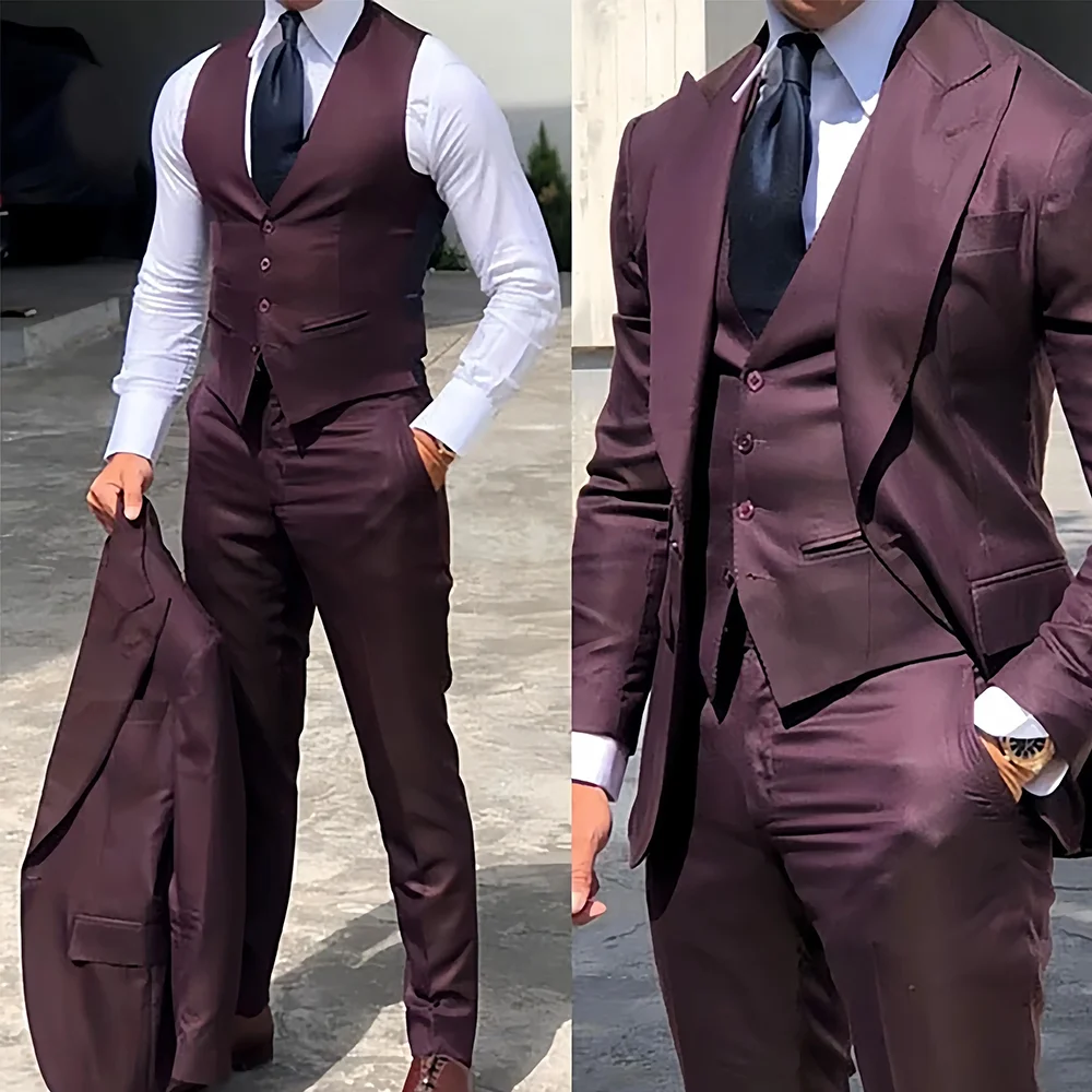 England Style Men's Suits Slim Fit Peak Lapel Single Breasted Suit Wedding Groom 3 Pieces Smart Casual Outfits Jacket Vest Pants
England Style Men's Suits Slim Fit Peak Lapel Single Breasted Suit Wedding Groom 3 Pieces Smart Casual Outfits Jacket Vest Pants